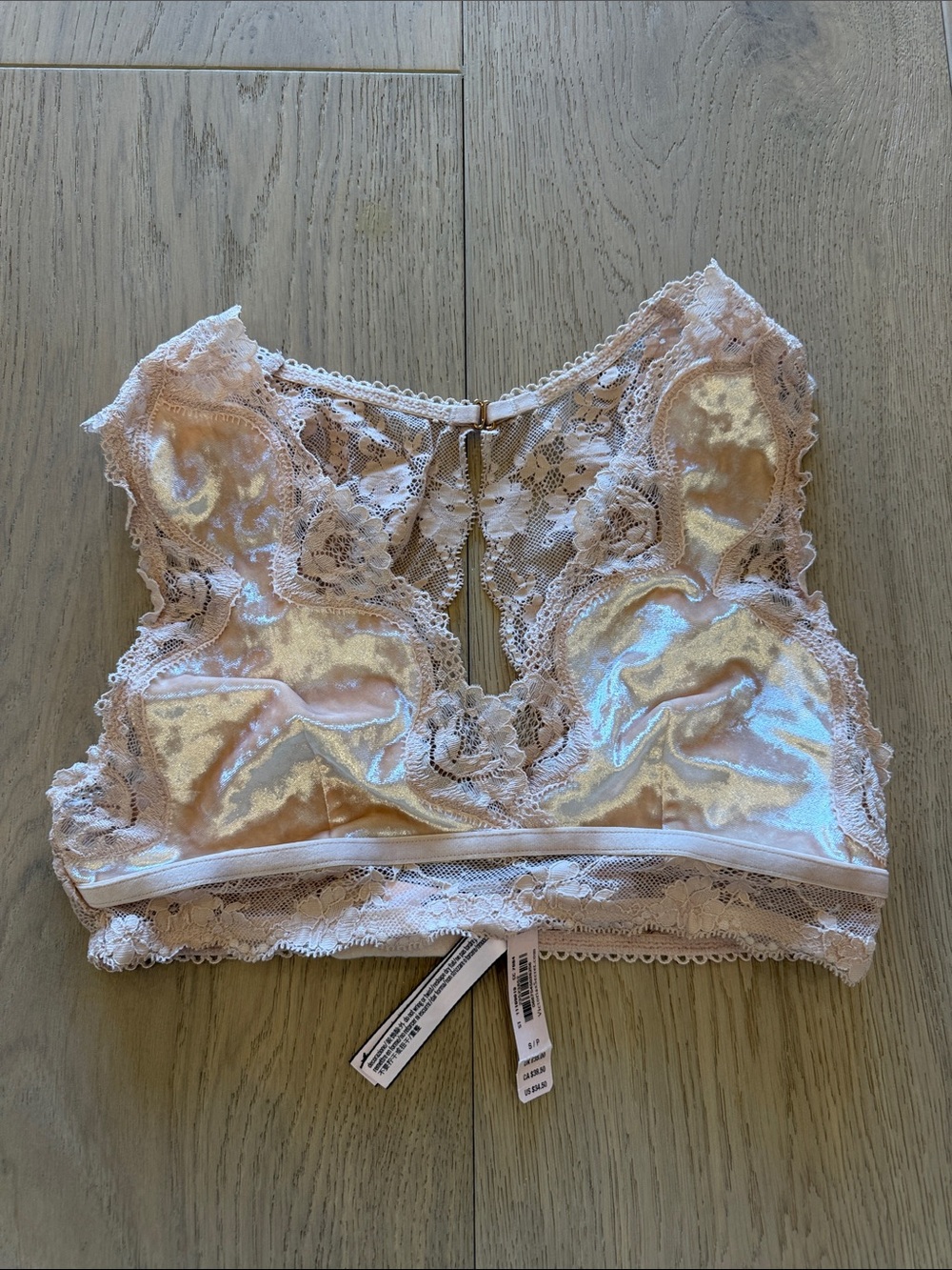 Victoria's Secret Shimmer Lace Bralette in Pale Pink